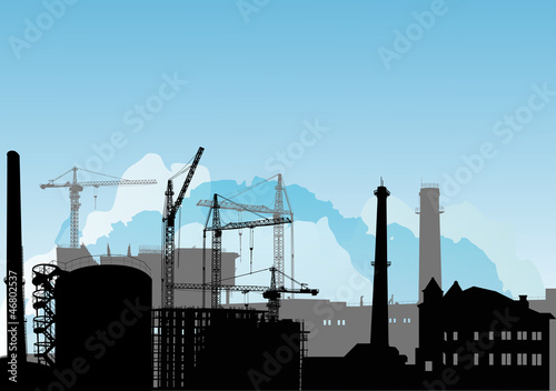 industrial landscape under blue sky
