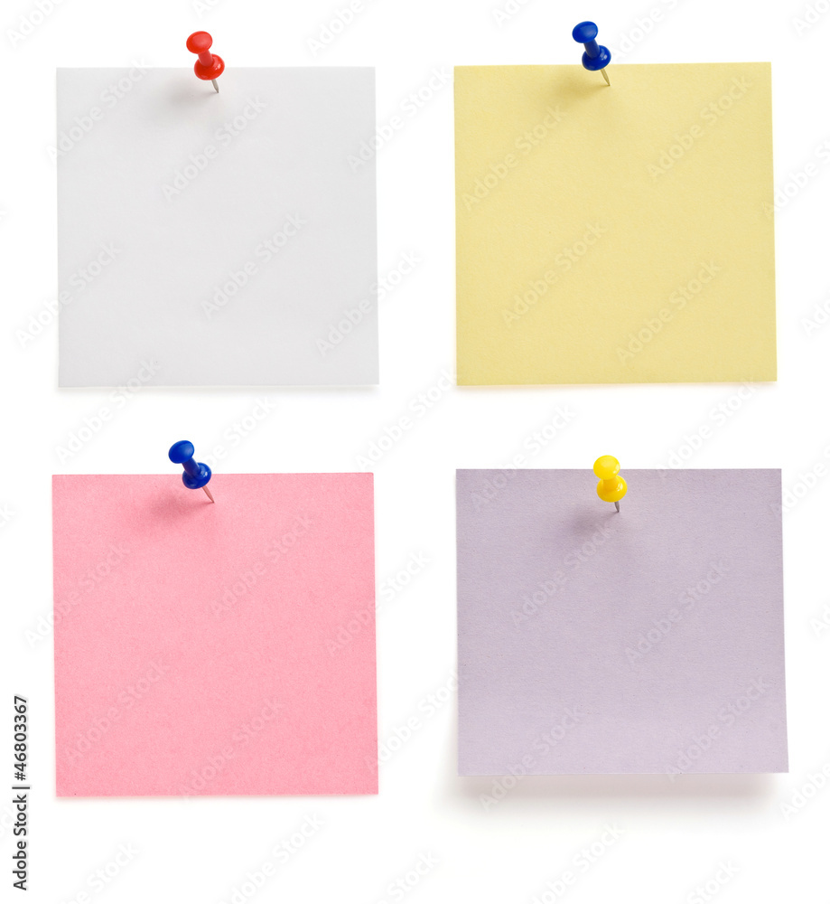 pushpin and note paper on white pushpin and note paper on white