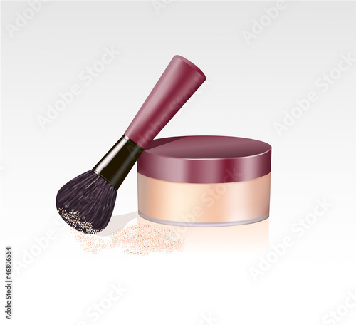 face powder and brush isolated