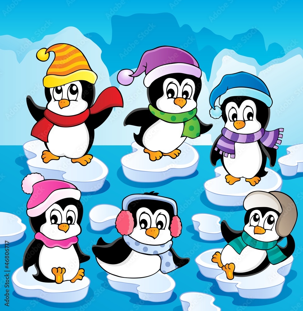 Fototapeta premium Winter theme with penguins 2