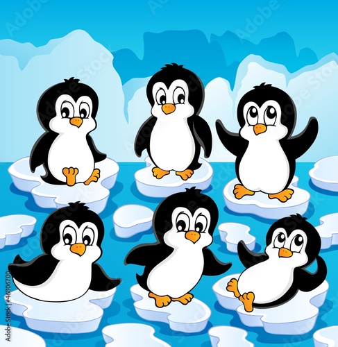 Winter theme with penguins 1