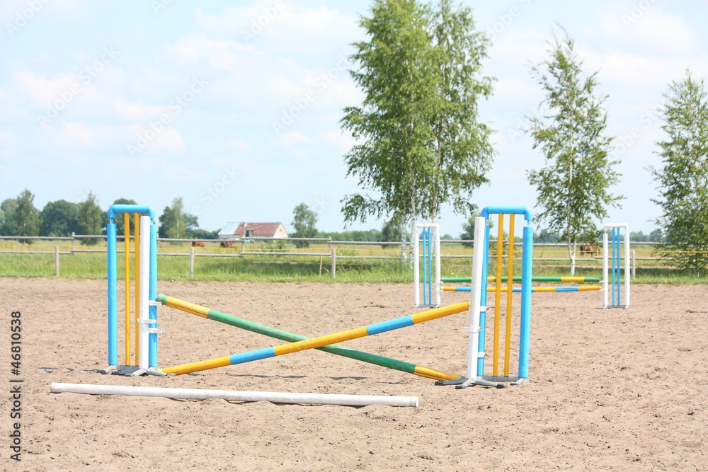 Show jumping vertical barrier at the training field