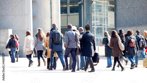 A large group of people walking.