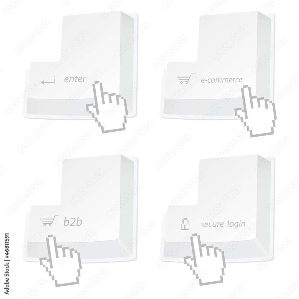 Set of stylized enter buttons (b2b, enter, ecommerce, secure)