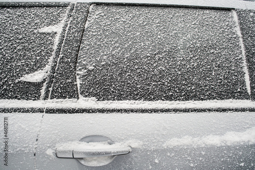 .Frozen side window of  car