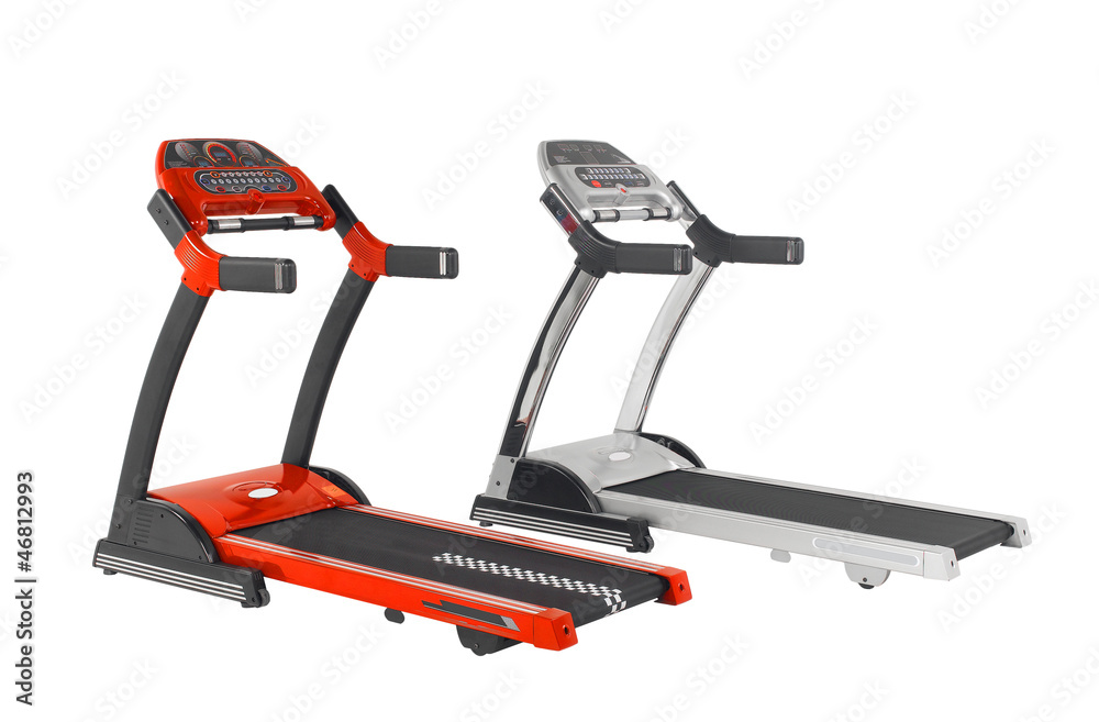 Treadmill the running exercise tool isolated on white Treadmill the running exercise tool isolated on white