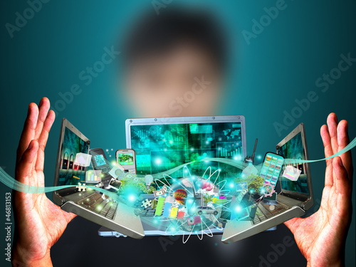 Man holding social object