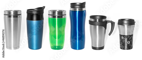 Stainless steel thermos bottles and mugs set