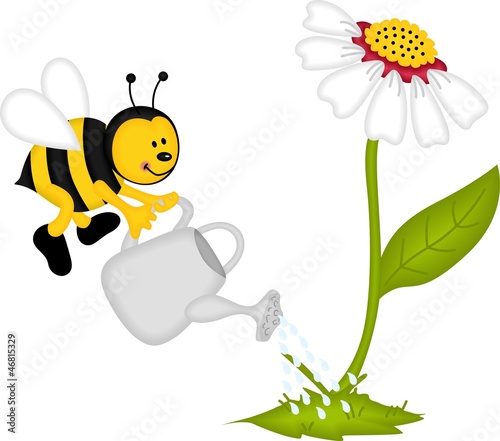 Bee watering flower