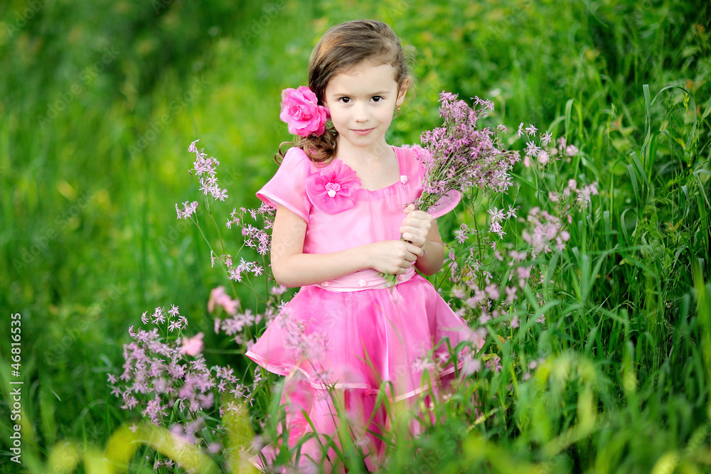 portrait of little girl outdoors in summer portrait of little girl outdoors in summer