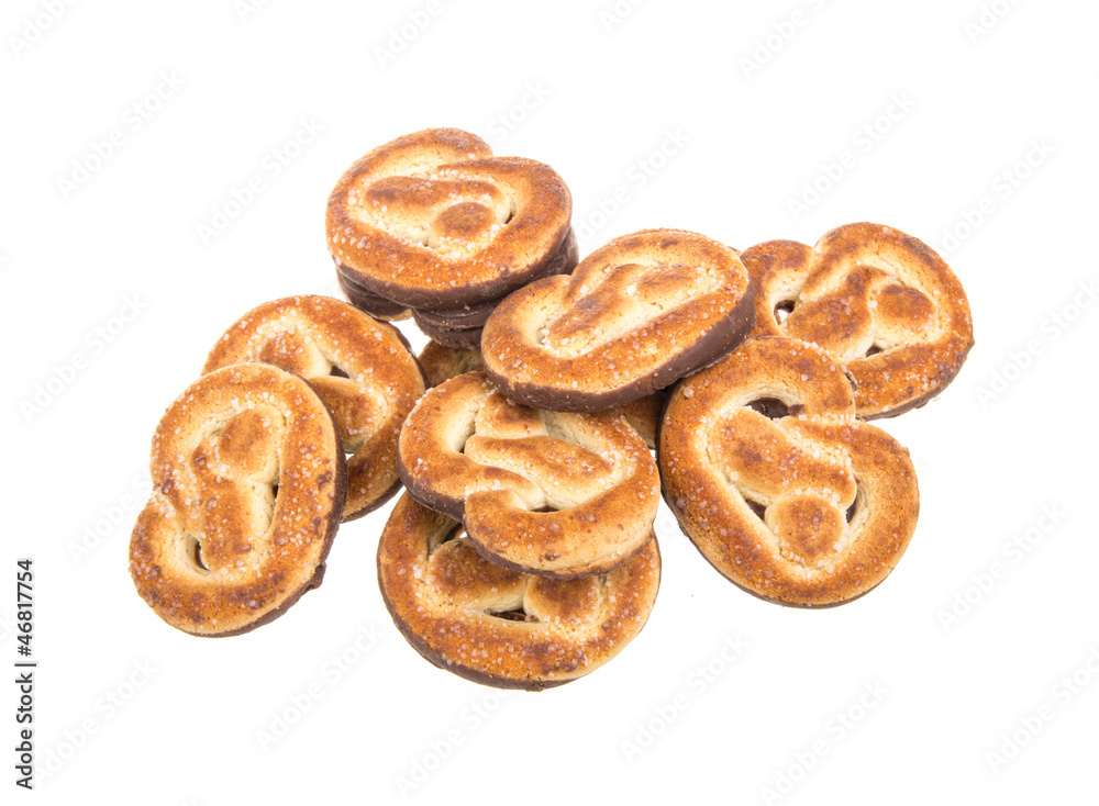 Heap of delicious  cookies isolated on white background