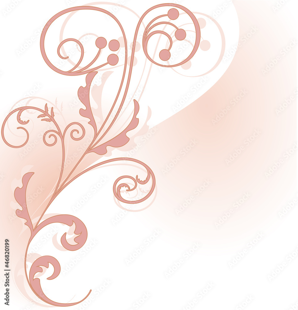 Pink floral corner element