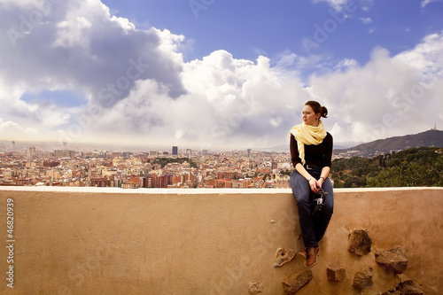 Photography sitting young beautiful woman