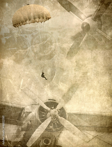 Canvas Print Grunge military background, retro aviation