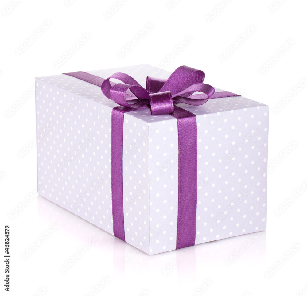 Fototapeta premium Blue gift box with ribbon and bow