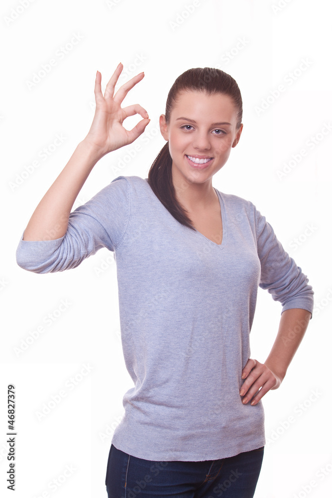 woman showing ok sign woman showing ok sign