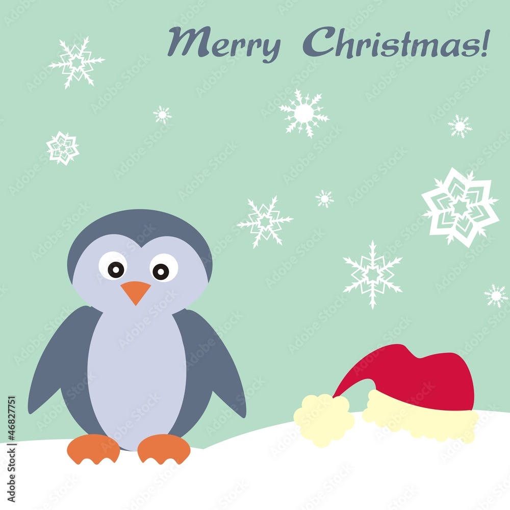 Weihnachtlicher Gruß mit Pinguin