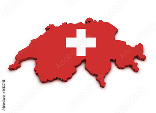 Switzerland Map Flag Shape