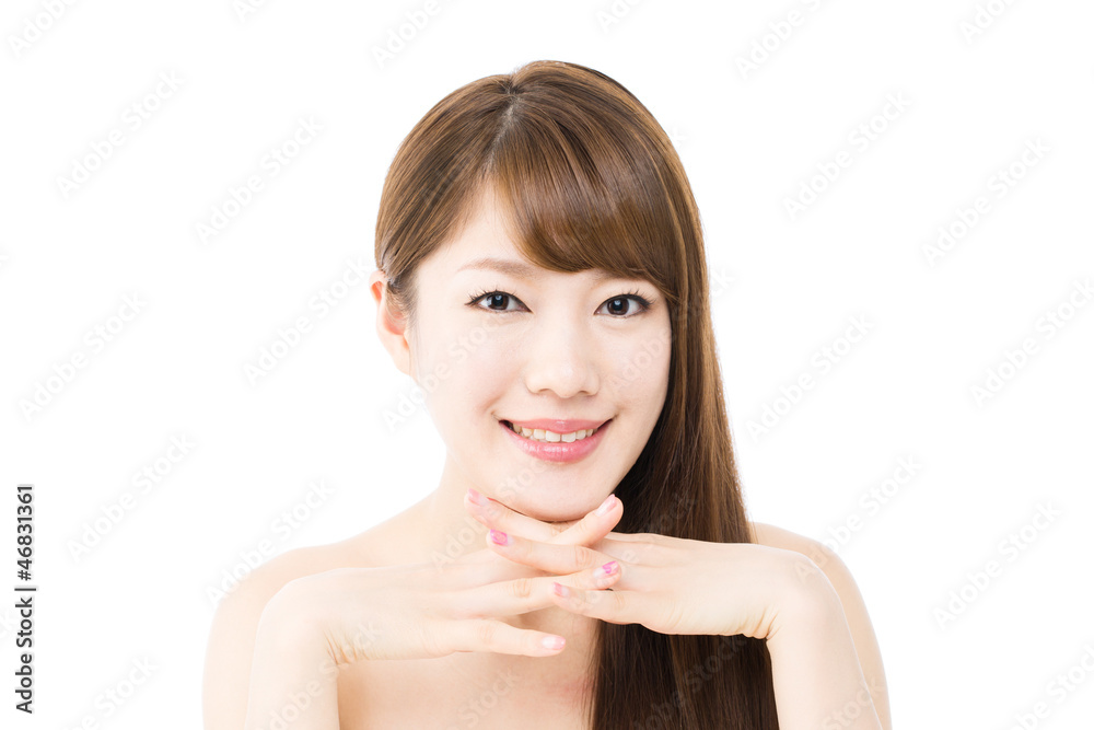 Beautiful hair woman on white background. Portrait of asian. Beautiful hair woman on white background. Portrait of asian.