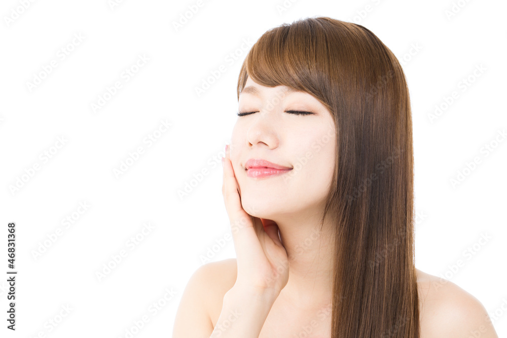 Beautiful hair woman on white background. Portrait of asian. Beautiful hair woman on white background. Portrait of asian.