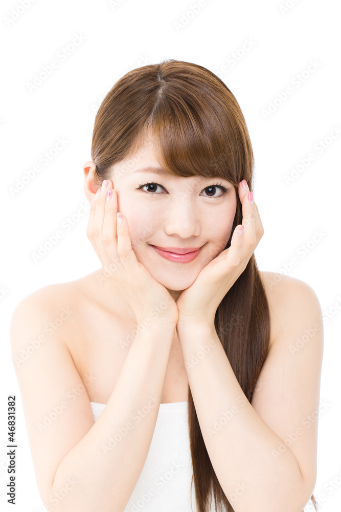 Beautiful hair woman on white background. Portrait of asian. Beautiful hair woman on white background. Portrait of asian.