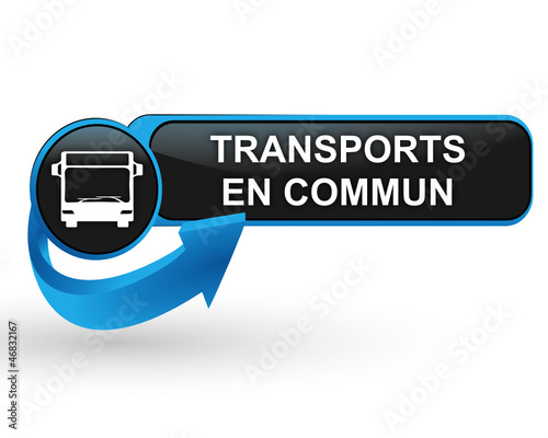 transports en commun sur bouton web design bleu
