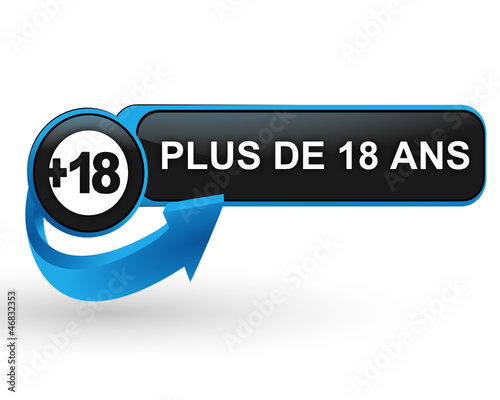 plus de 18 ans sur bouton web design bleu