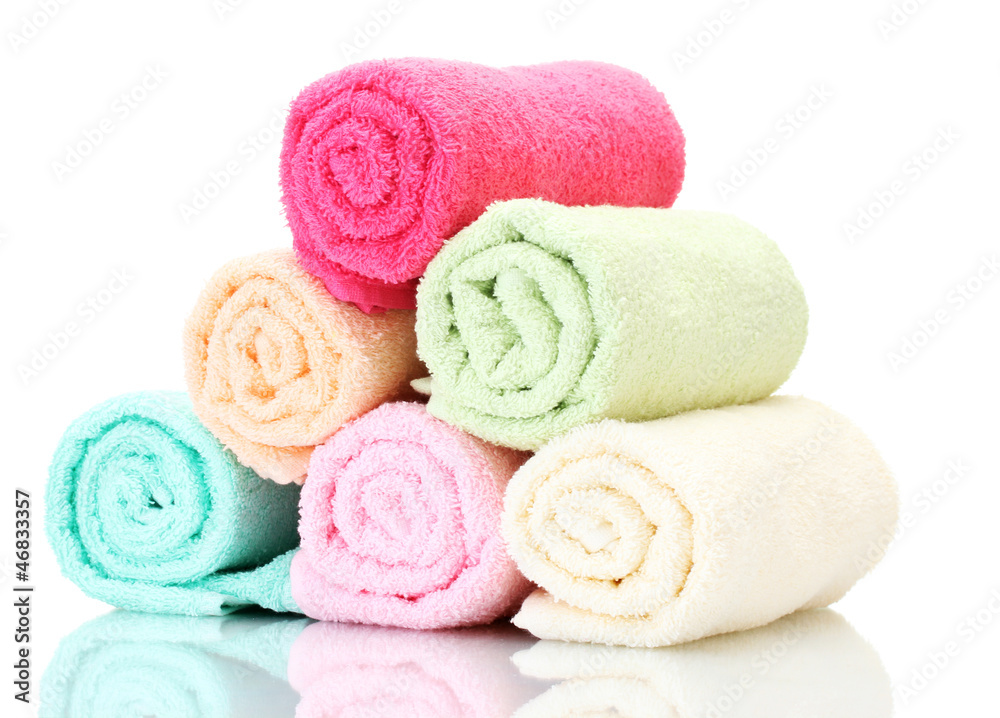colorful towels isolated on white colorful towels isolated on white