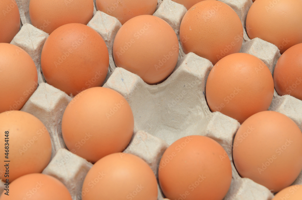 Eggs in a carton closeup view