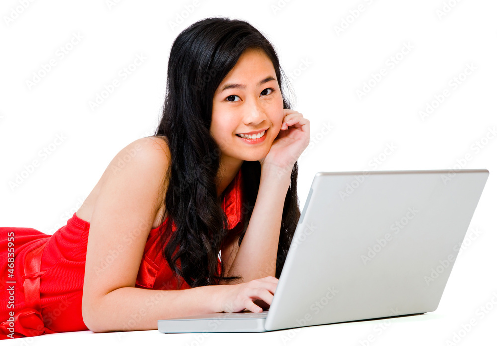 Portrait of a woman using a laptop Portrait of a woman using a laptop