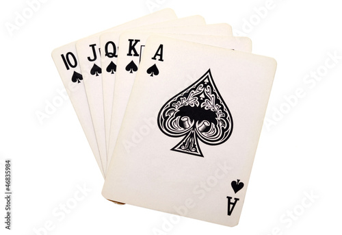 Playing cards showing royal flush photo