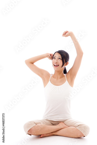 beauty image of attractive asian woman on white background