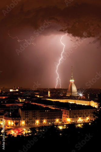 Mole Antonelliana and Lightning - Turin / Torino