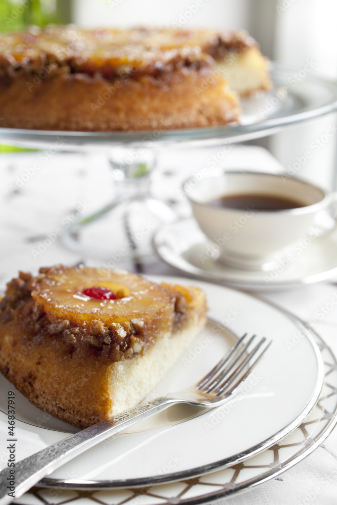 Pineapple Upside-Down Cake Being Served