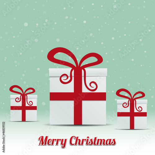 gift box snowy winter background merry christmas