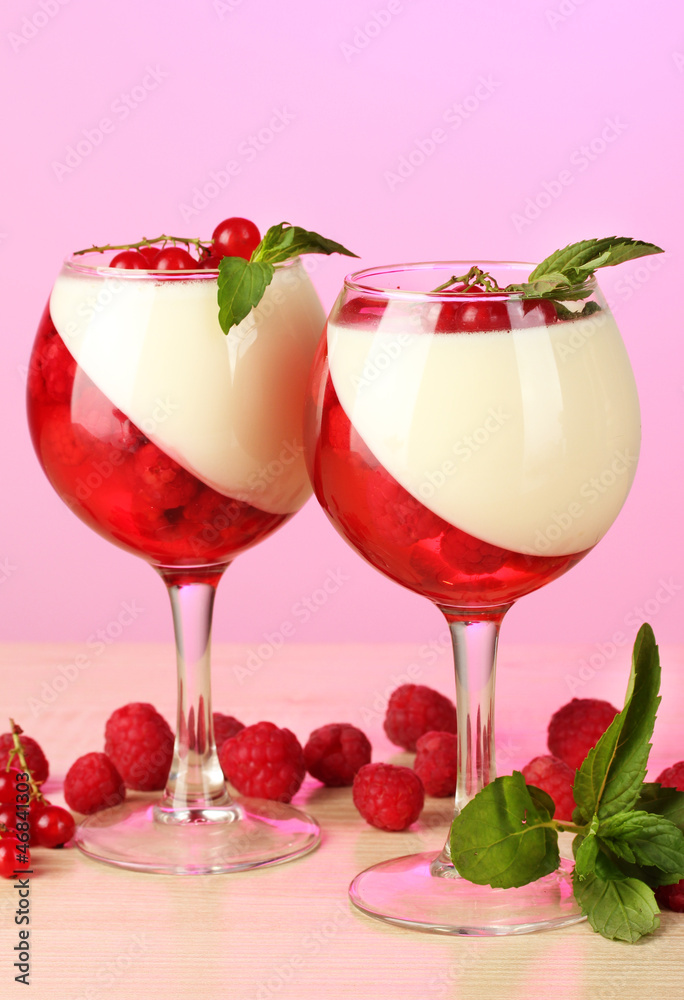 fruit jelly with berries in glasses fruit jelly with berries in glasses