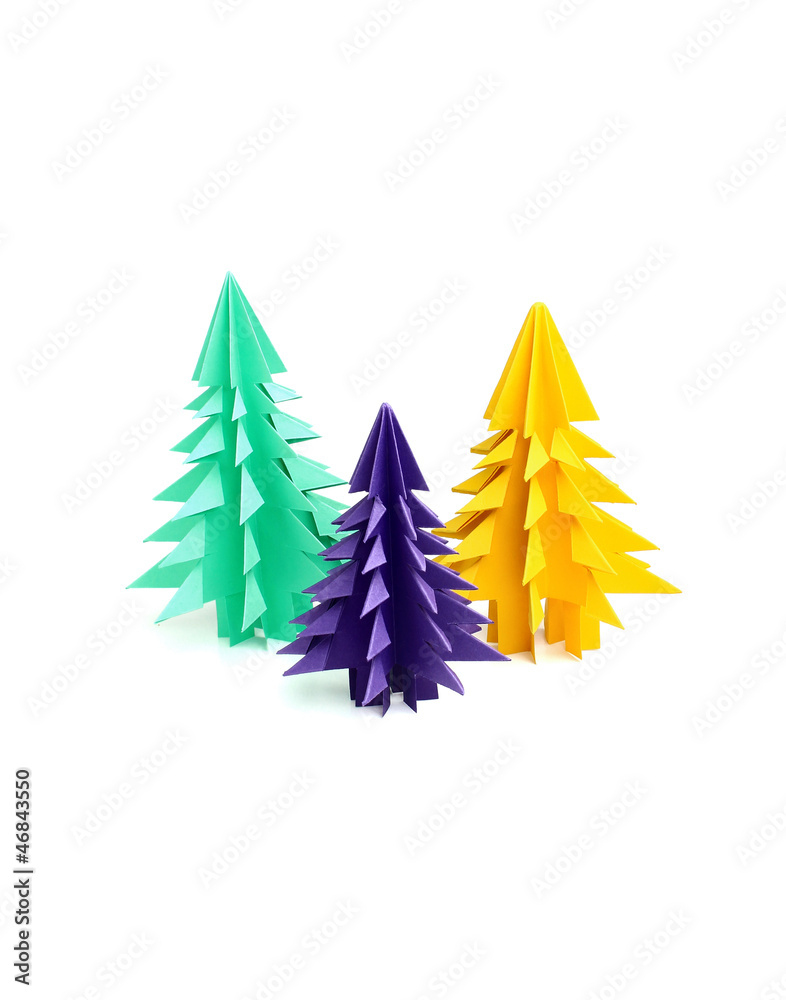 Three origami Christmas trees Three origami Christmas trees