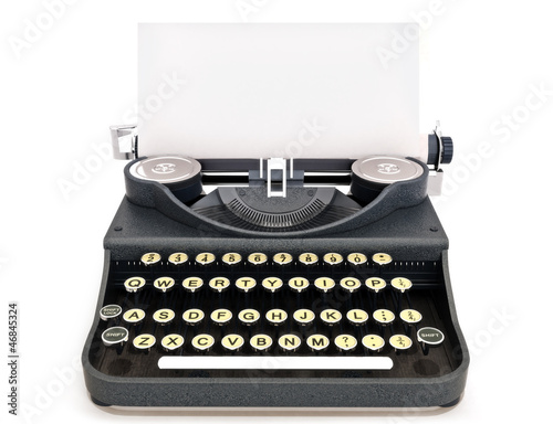 Retro vintage typewriter with paper, room for text