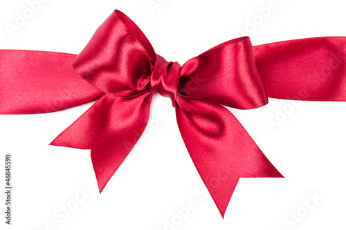 big red bow made from silk ribbon