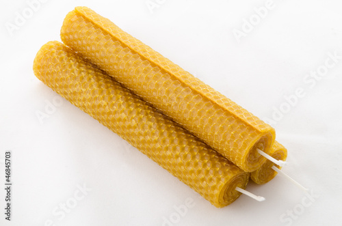 Three beeswax candles
