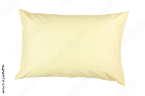 pillow with yellow pillow case on white background