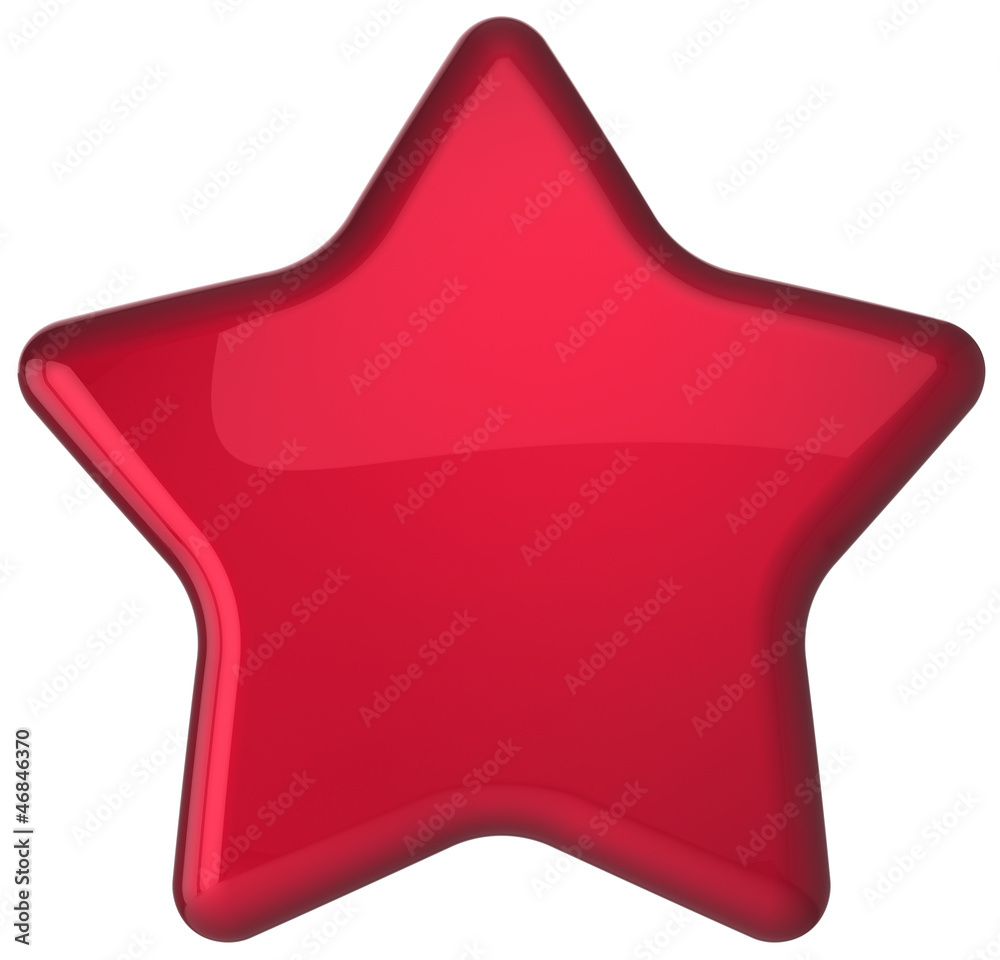 Red star shape award decoration blank. Prestige win leadership