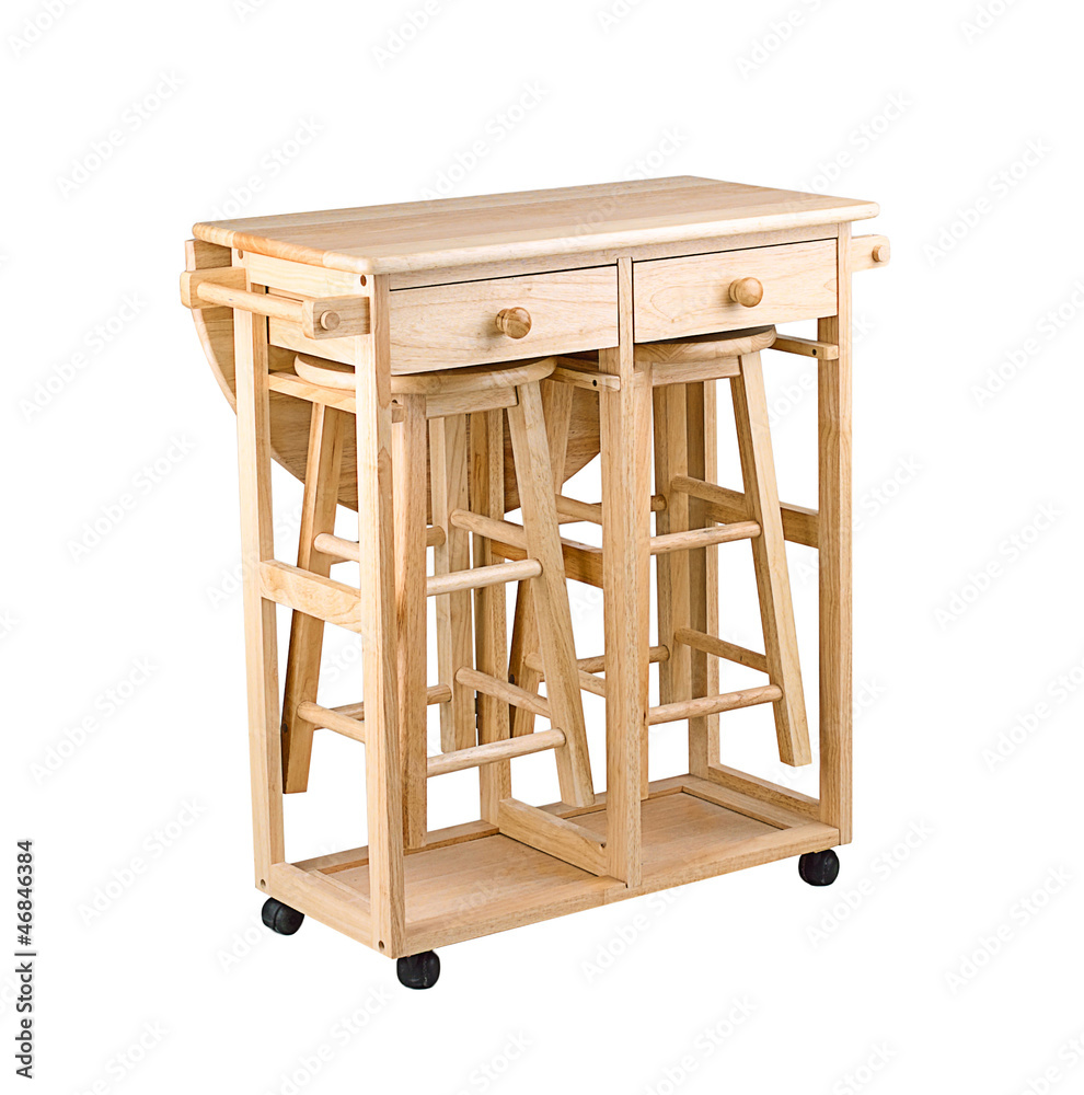 Folding and movable wooden table with drawers Folding and movable wooden table with drawers