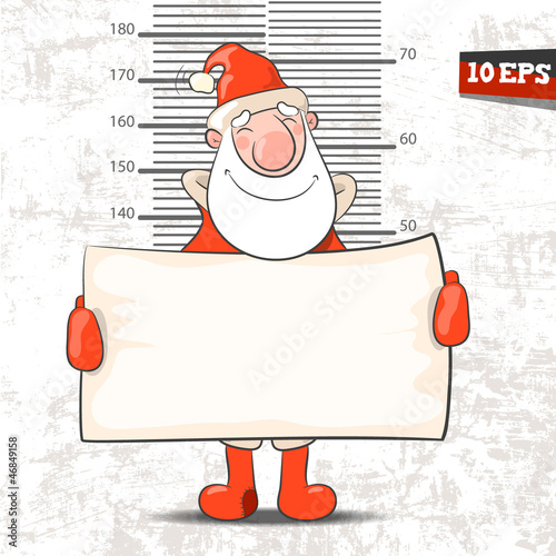 Santa Claus with a banner. Vector illustration