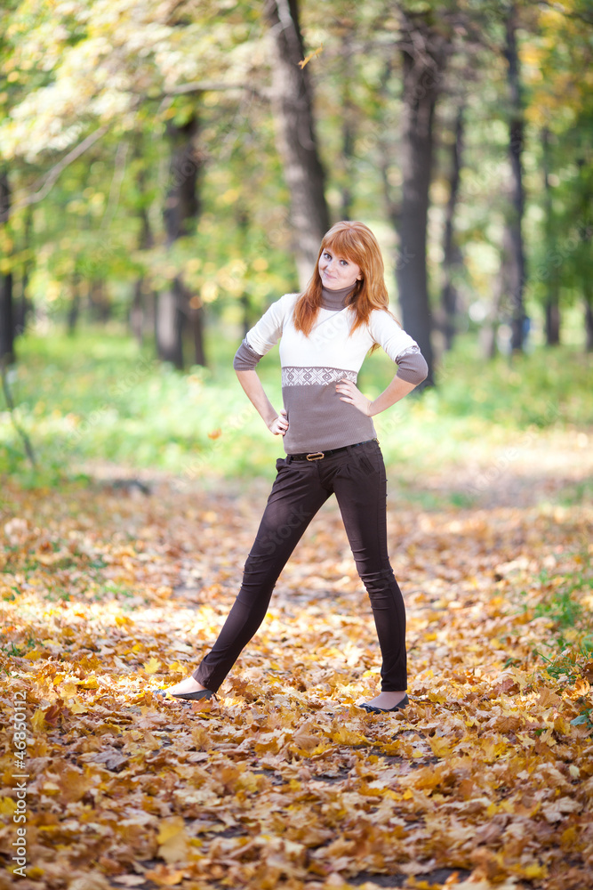 young redhead teenager woman in the forest young redhead teenager woman in the forest