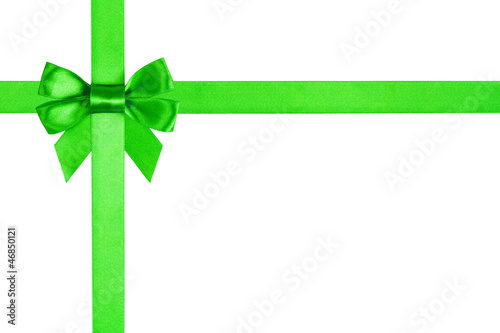 composition with green ribbons and a bow