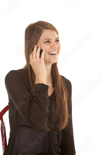 laughing talking on phone