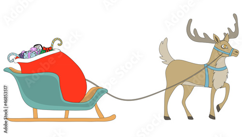 Deer sled santa claus