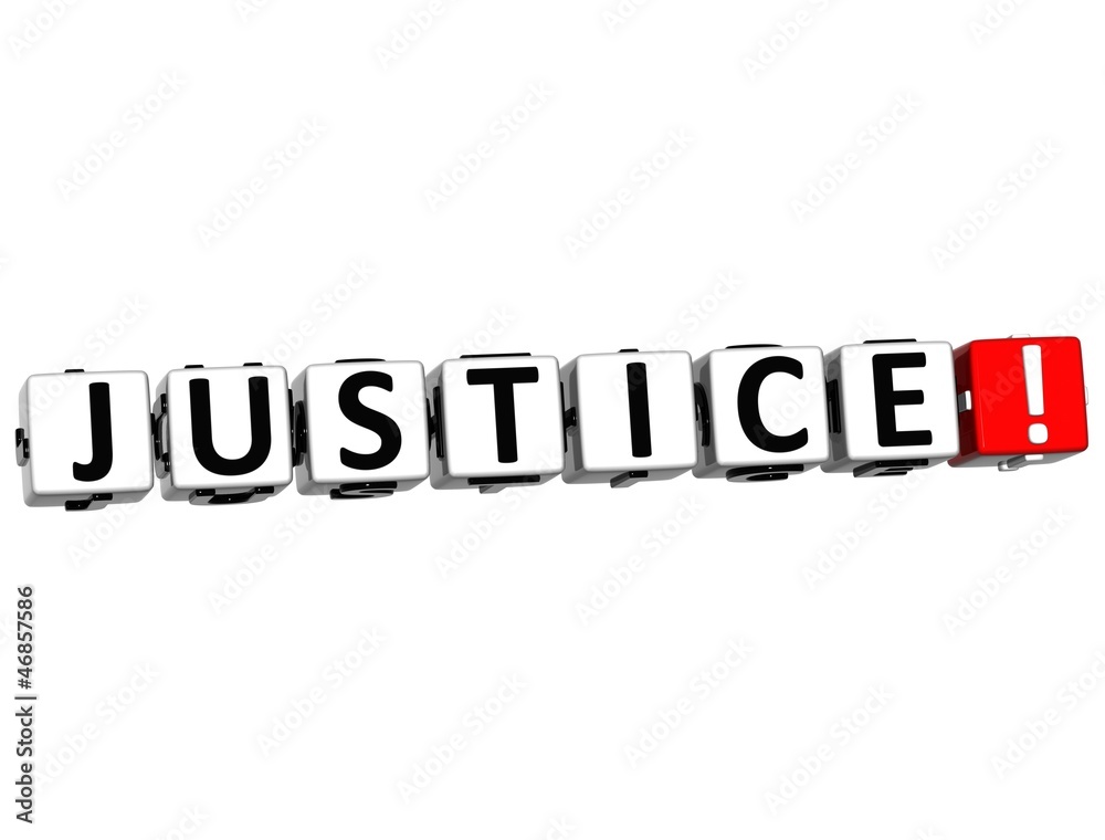 3D Justice Button Click Here Block Text