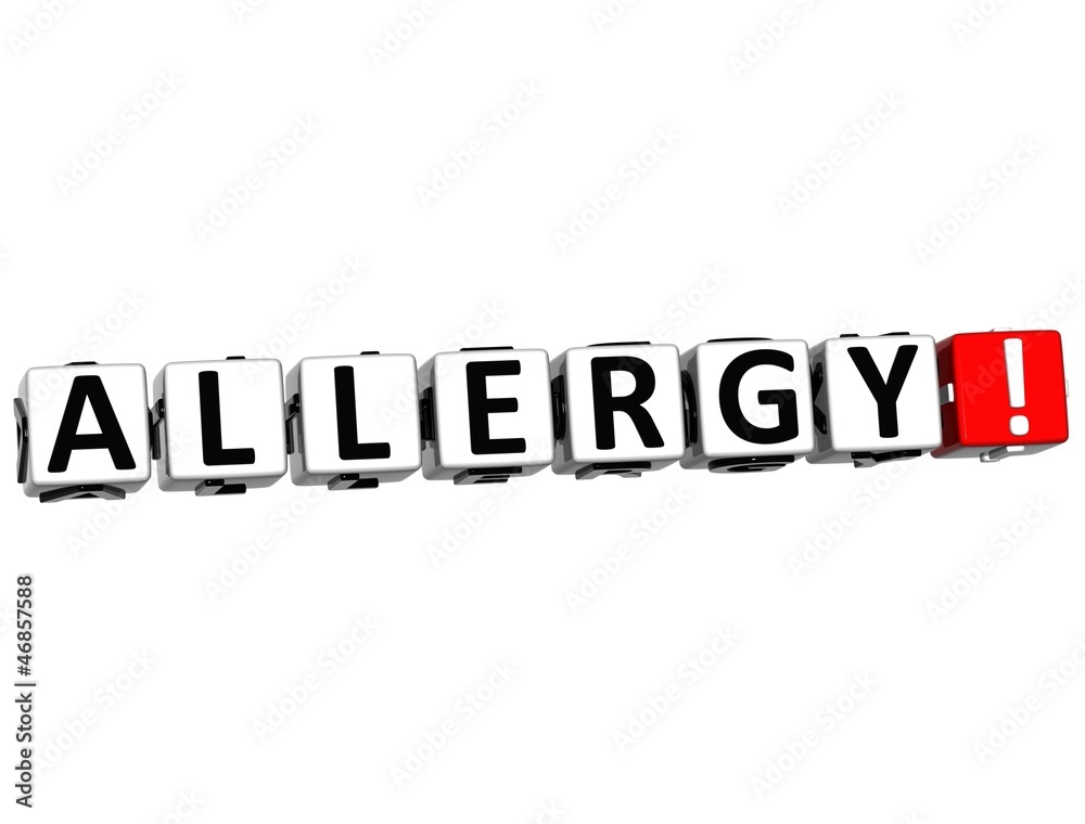 3D Allergy Button Click Here Block Text